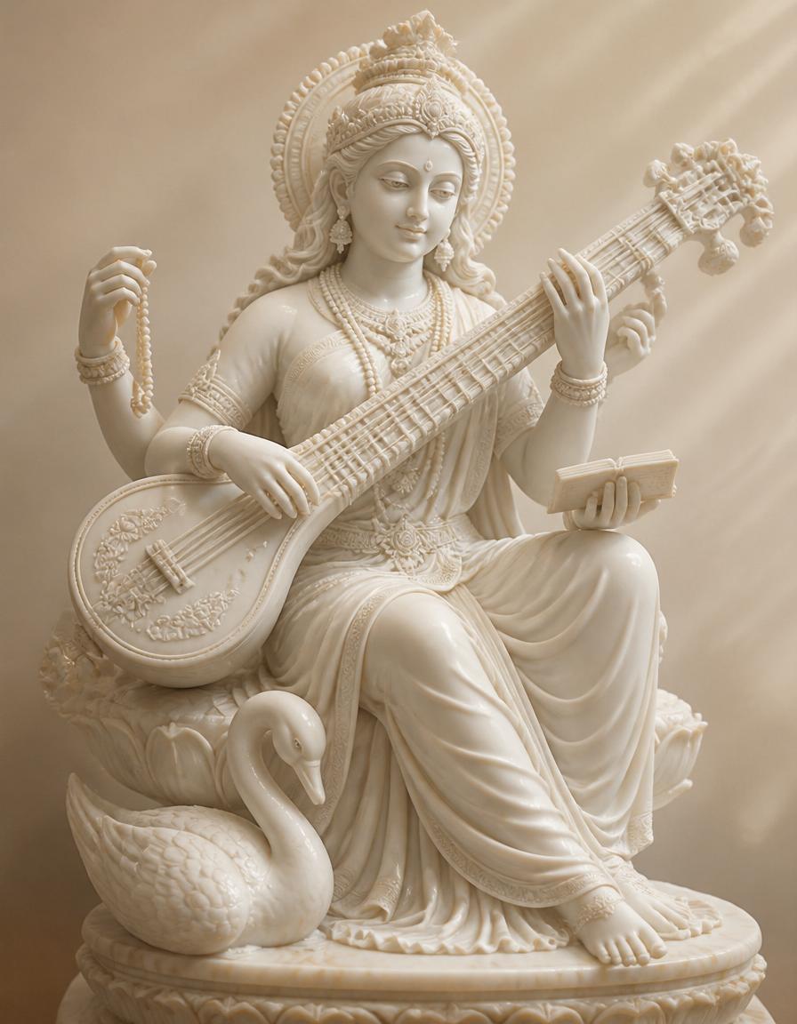 Marble statue of Goddess Saraswati